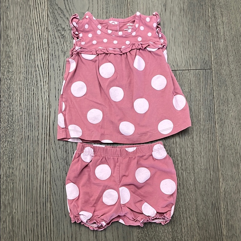 Carter's Pink Polka Dot Matching Set with Ruffles
